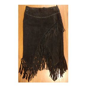 Scully Suede Leather Fringe Wrap Western Skirt Black XL